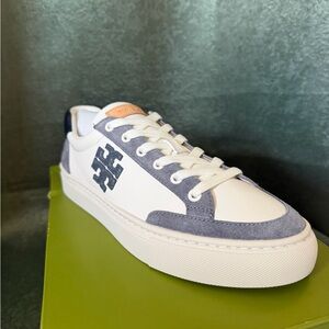 Tory Burch White and Blue Sneakers
